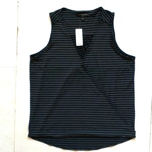 NWT Banana Republic sleeveless wrap front top, pin striped, front clasp